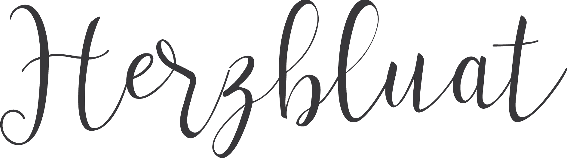 Schwarzer Schriftzug "Herzbluat" in kursiver Schrift
