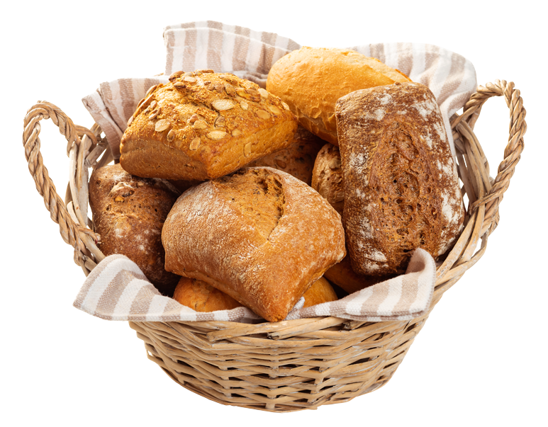 Ein Brotkorb mit frischen Brötchen darin